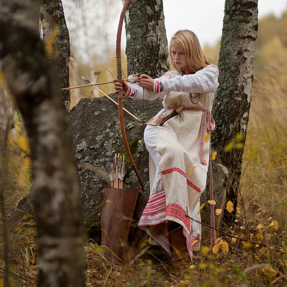 Sexy photo Girls in Slavic costumes in Ibage